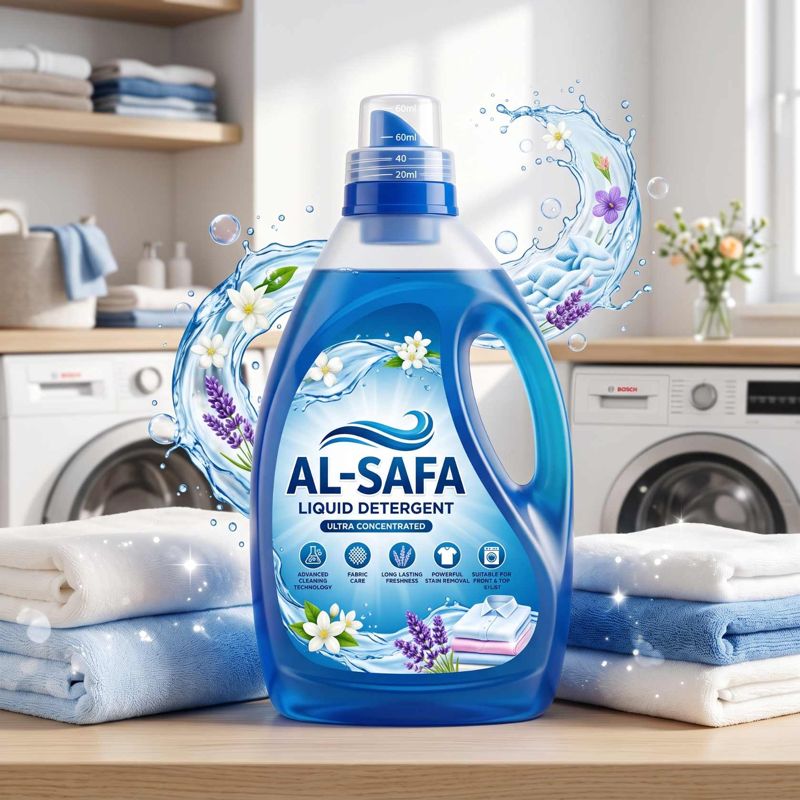 Al-Safa Liquid Detergent bottle in a laundry room