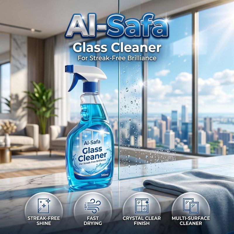 Al-Safa Glass Cleaner spray bottle for streak-free brilliance